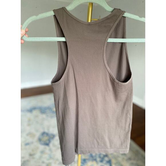 Avocado Racerback Tank Top Stretch Sustainable Ribbed Brown Buttery Soft Workout - Picture 3 of 5